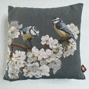 Art De Lys Bird On Floral Blossom Branch Made in France Throw Pillows Stunning